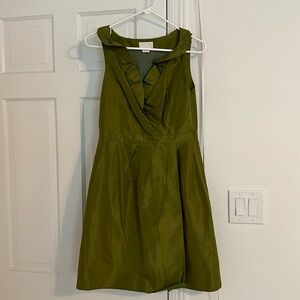 J crew green taffeta silk ruffle sleeveless dress 4